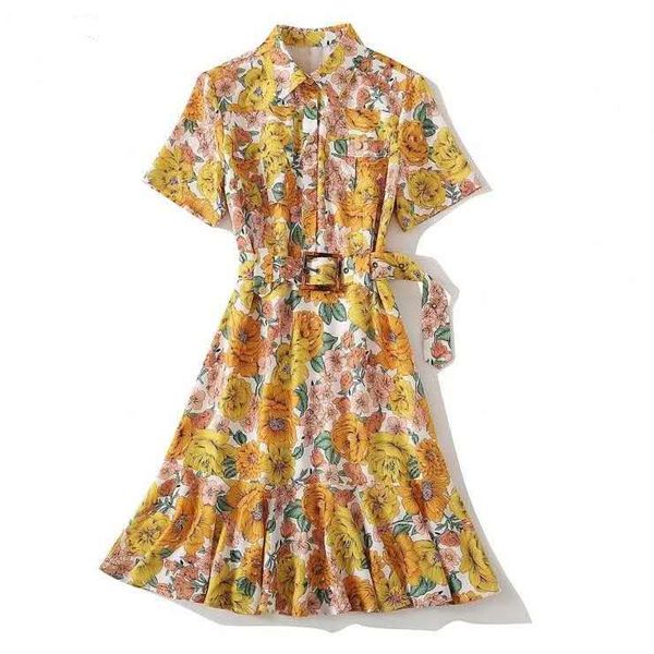 european and american women's wear for spring 2021 short sleeve lapel fashionable fishtail dress with floral print, Black;gray
european and american women's wear for spring 2021 short sleeve lapel fashionable fishtail dress with floral print, Black;gray