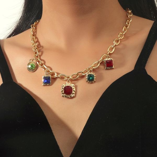pendant necklaces ornapeadia creative short chain stained glass crystal exaggerated women's luxury jewelry zinc alloy for women, Silver
pendant necklaces ornapeadia creative short chain stained glass crystal exaggerated women's luxury jewelry zinc alloy for women, Silver