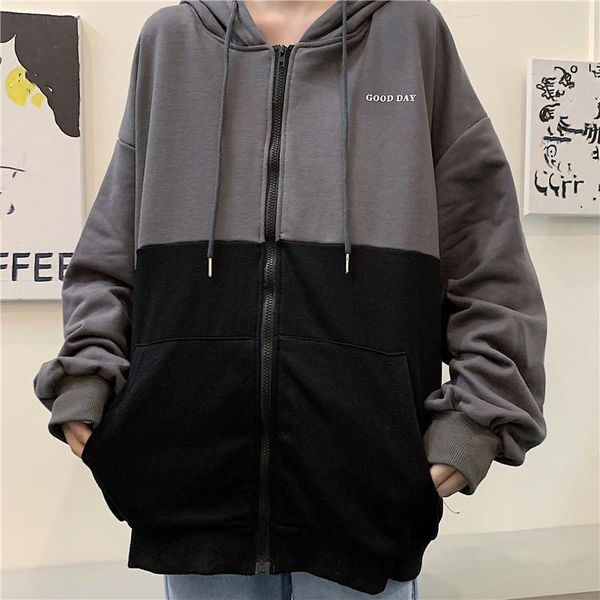 women's hoodies & sweatshirts women harajuku loose hooded ladies casual long sleeve oversized autumn streetwear patchwork zip up, Black
women's hoodies & sweatshirts women harajuku loose hooded ladies casual long sleeve oversized autumn streetwear patchwork zip up, Black