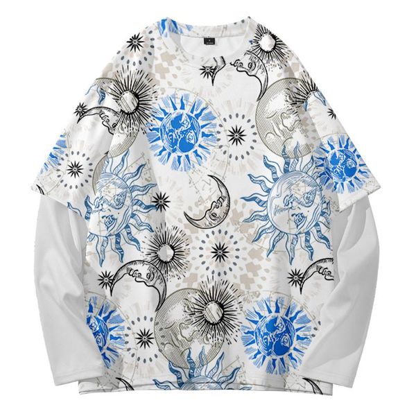 men's hoodies & sweatshirts sun and moon summer retro trend street style fashion round neck fake two, Black
men's hoodies & sweatshirts sun and moon summer retro trend street style fashion round neck fake two, Black