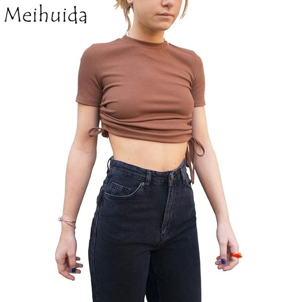women drawstring t-shirt summer fashion short sleeve round neck solid color crop clothes t-shirts for female ladies women's, White
women drawstring t-shirt summer fashion short sleeve round neck solid color crop clothes t-shirts for female ladies women's, White