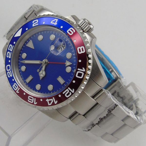 wristwatches 43mm mechanical automatic gmt men watch blue dial sapphire glass oyster bracelet auto date, Slivery;brown
wristwatches 43mm mechanical automatic gmt men watch blue dial sapphire glass oyster bracelet auto date, Slivery;brown