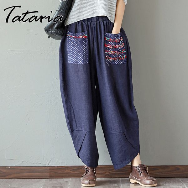 tataria high waisted pants for women cotton linen wide leg loose casual ankle length pantalons pour femmes 210514, Black;white
tataria high waisted pants for women cotton linen wide leg loose casual ankle length pantalons pour femmes 210514, Black;white