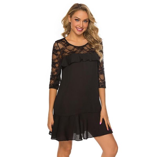 casual dresses summer sleeve patchwork ruffled dress women lace three quarter o neck leisure loose, Black;gray
casual dresses summer sleeve patchwork ruffled dress women lace three quarter o neck leisure loose, Black;gray