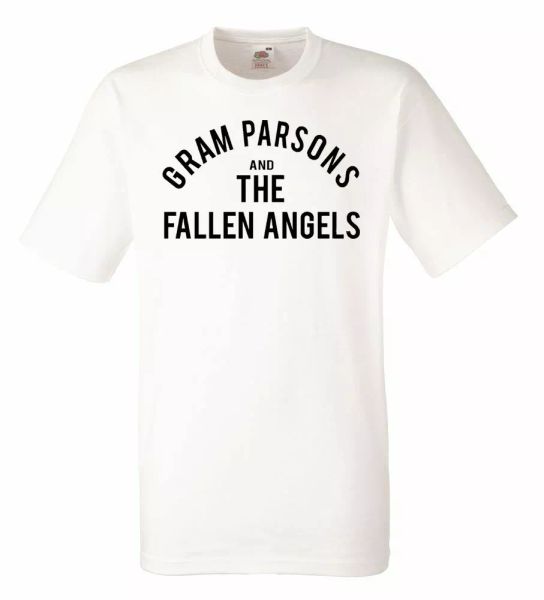 gram parsons logo white men's t-shirt men rock band tee shirt, White;black