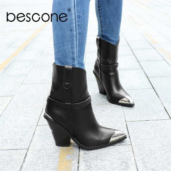 bescone women's ankle boots winter basic handmade pointed toe black square heels shoes women slip-on ladies boots h8 211103
bescone women's ankle boots winter basic handmade pointed toe black square heels shoes women slip-on ladies boots h8 211103