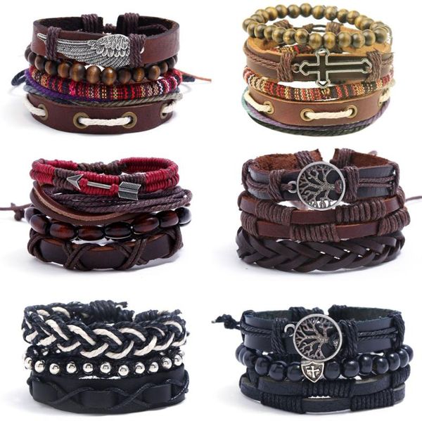 tennis leather bracelet retro beaded jewelry personality weave vintage chain multiple layers bangle pendant for men set, Golden;silver
tennis leather bracelet retro beaded jewelry personality weave vintage chain multiple layers bangle pendant for men set, Golden;silver