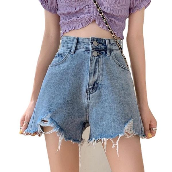 women's jeans double button denim shorts women 2021 summer retro style high waist slim and loose wild a-line wide-leg pants trend, Blue
women's jeans double button denim shorts women 2021 summer retro style high waist slim and loose wild a-line wide-leg pants trend, Blue