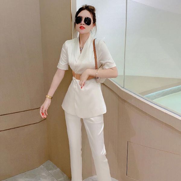 women's two piece pants arrival summer women slim suit blazer 2 pieces set office elegant ladies long pant suits outfit, White
women's two piece pants arrival summer women slim suit blazer 2 pieces set office elegant ladies long pant suits outfit, White