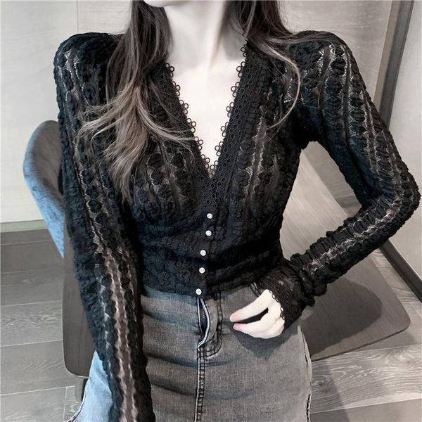 early autumn v-neck long-sleeved lace bodycon blouse 2021 french thin short slim woman luxury women's blouses & shirts, White
early autumn v-neck long-sleeved lace bodycon blouse 2021 french thin short slim woman luxury women's blouses & shirts, White