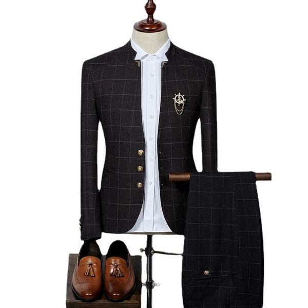 men's suits & blazers (jacket+pants) brand clothing fashion men plaid suit set english slim fit party dress groomsman high end size s-3, White;black
men's suits & blazers (jacket+pants) brand clothing fashion men plaid suit set english slim fit party dress groomsman high end size s-3, White;black