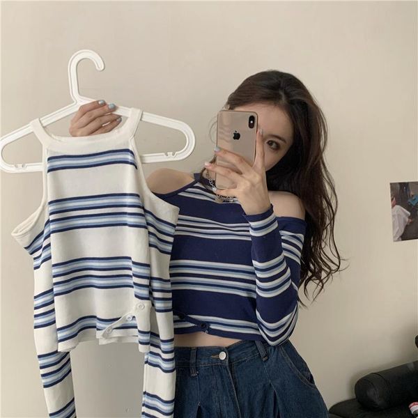 women's t-shirt spring bottom knitted long sleeve halter crop striped off shoulder t shirts mujer camisetas fashion wild casual sl, White
women's t-shirt spring bottom knitted long sleeve halter crop striped off shoulder t shirts mujer camisetas fashion wild casual sl, White