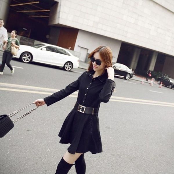casual dresses office ladies elegant long sleeve denim dress slim fit a-line sashes black short women elastic jeans shirt, Black;gray
casual dresses office ladies elegant long sleeve denim dress slim fit a-line sashes black short women elastic jeans shirt, Black;gray