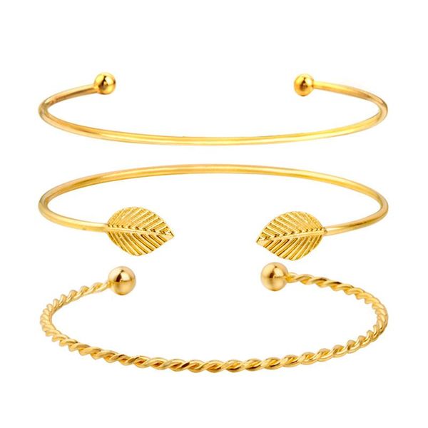 3pcs/set gold color bracelet fashion simple personality leaves metal chain statement open bracelets jewelry for women charm, Golden;silver
3pcs/set gold color bracelet fashion simple personality leaves metal chain statement open bracelets jewelry for women charm, Golden;silver