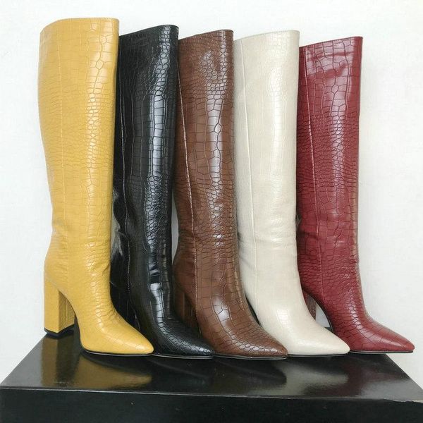 boots band women faux leather knee high pointed toe long chunky block heel black apricot 2021
boots band women faux leather knee high pointed toe long chunky block heel black apricot 2021