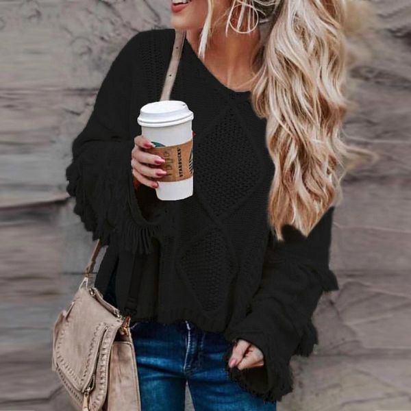 women's sweaters women warm sweater 2022 long sleeve tassel jumper pullovers knitted female pull femme contrast color winter, White;black
women's sweaters women warm sweater 2022 long sleeve tassel jumper pullovers knitted female pull femme contrast color winter, White;black