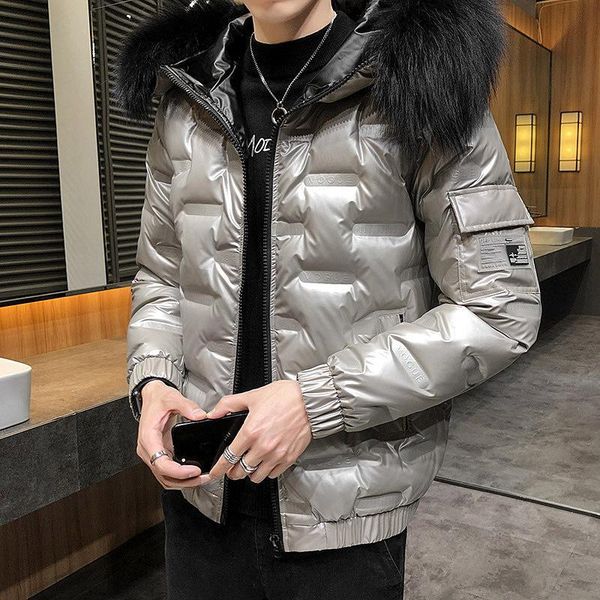 men's down & parkas in the winter brief paragraph man hooded cotton thin bright surface han edition handsome jacket coat w8ha, Black
men's down & parkas in the winter brief paragraph man hooded cotton thin bright surface han edition handsome jacket coat w8ha, Black
