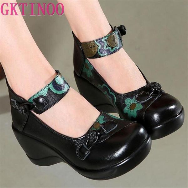 dress shoes gktinoo autumn retro printing genuine leather women high heel wedges non-slip fashion elegant lady, Black
dress shoes gktinoo autumn retro printing genuine leather women high heel wedges non-slip fashion elegant lady, Black