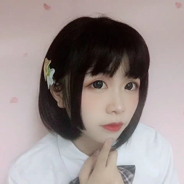 japanese cut wig female straight bangs short straight hair internet celebrity face repair head full full-head, Black
japanese cut wig female straight bangs short straight hair internet celebrity face repair head full full-head, Black