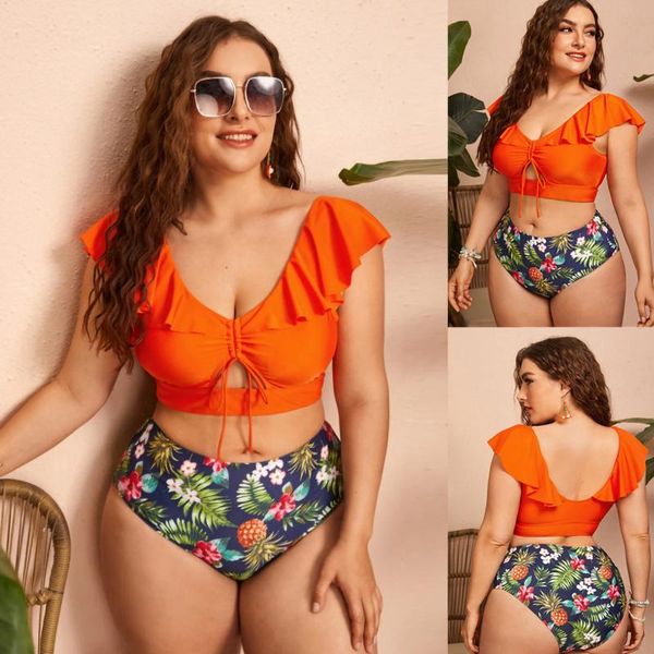 women's swimwear plus size two-pieces bikini suit ruffles wom split type ruched tummy control bathing straight collar tankini set, White;black
women's swimwear plus size two-pieces bikini suit ruffles wom split type ruched tummy control bathing straight collar tankini set, White;black