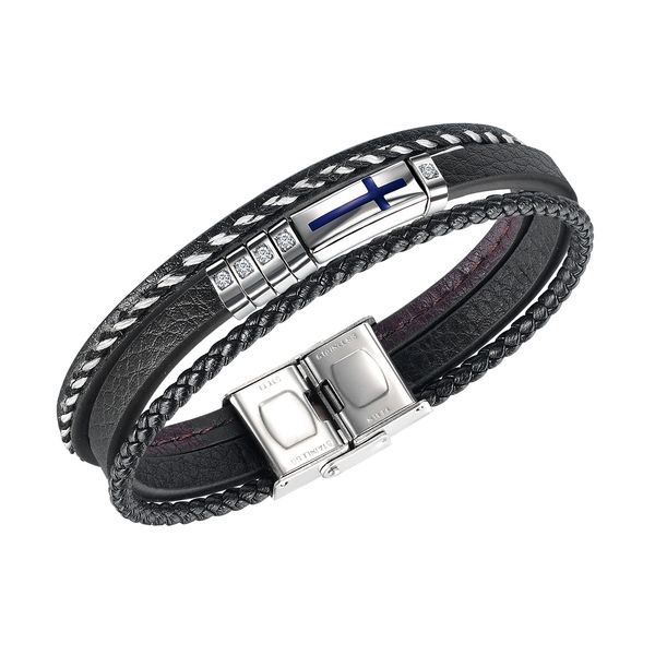 cross leather bracelet for men multilayer knit with diamond stainless steel black punk hippop jewelry boys gifts, Golden;silver
cross leather bracelet for men multilayer knit with diamond stainless steel black punk hippop jewelry boys gifts, Golden;silver
