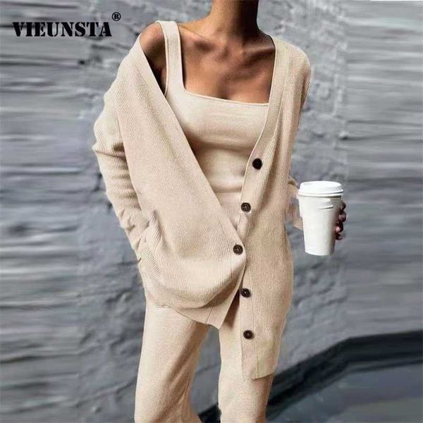autumn winter solid knitted sweater 3pcs outfits women off shoulder cardigan and long pants suit button office lady set 211105, White
autumn winter solid knitted sweater 3pcs outfits women off shoulder cardigan and long pants suit button office lady set 211105, White