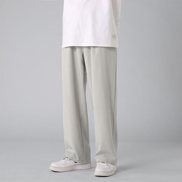 men's pants summer thin casual fashion solid color wide-leg men streetwear loose breathable ice silk mens trousers, Black
men's pants summer thin casual fashion solid color wide-leg men streetwear loose breathable ice silk mens trousers, Black