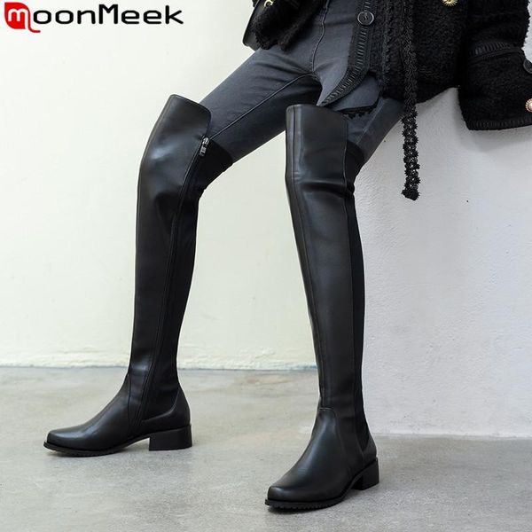 boots moonmeek size 34-40 fashion over the knee round toe zip stretch+cow leather med heels classic autumn winter, Black
boots moonmeek size 34-40 fashion over the knee round toe zip stretch+cow leather med heels classic autumn winter, Black