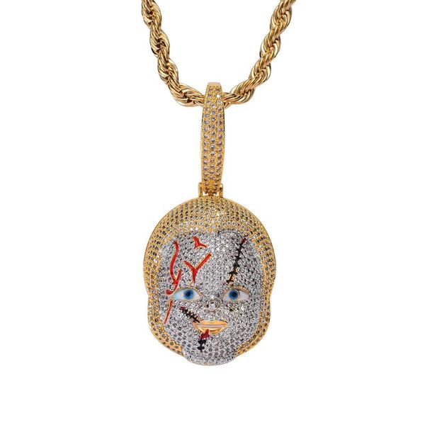 horror movie child's play chucky hip hop iced out cubic zircon pendant necklace 24'' chain fashion charms jewelry necklaces, Silver
horror movie child's play chucky hip hop iced out cubic zircon pendant necklace 24'' chain fashion charms jewelry necklaces, Silver