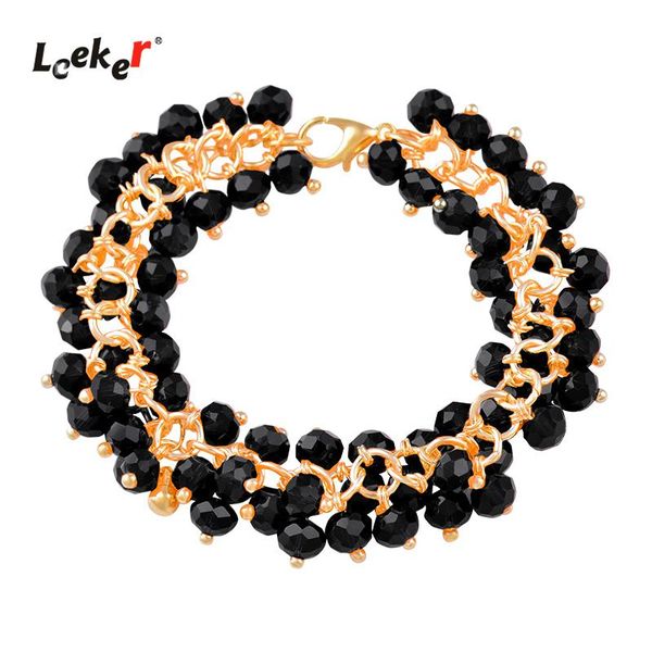 link, chain leeker multicolor crystal beads charm bracelets for women white red color cubic zirconia adjustable length bijoux 040 k2, Black 
link, chain leeker multicolor crystal beads charm bracelets for women white red color cubic zirconia adjustable length bijoux 040 k2, Black