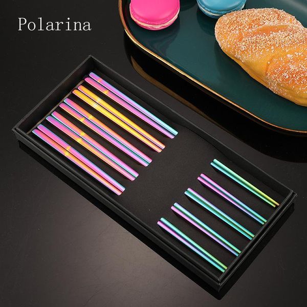 chopsticks polarina stainless steel 304 family grade 5 pairs gift box metal chopstick for sushi sticks tableware tool
chopsticks polarina stainless steel 304 family grade 5 pairs gift box metal chopstick for sushi sticks tableware tool