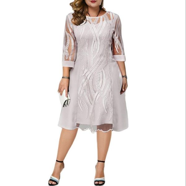 party dresses plus size women casual dress elegant mesh embroidered wedding 2021 half sleeve outfits summer, White;black
party dresses plus size women casual dress elegant mesh embroidered wedding 2021 half sleeve outfits summer, White;black