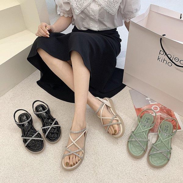 sandals low woman leather soft strappy heels clear shoes all-match 2021 summer suit female beige low-heeled elastic band fa, Black
sandals low woman leather soft strappy heels clear shoes all-match 2021 summer suit female beige low-heeled elastic band fa, Black