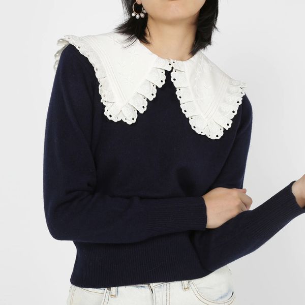 2021 autumn fall long sleeve peter pan neck yellow contrast color woolen knitted embroidery panelled pullover style knitted tees women fashi, White
2021 autumn fall long sleeve peter pan neck yellow contrast color woolen knitted embroidery panelled pullover style knitted tees women fashi, White
