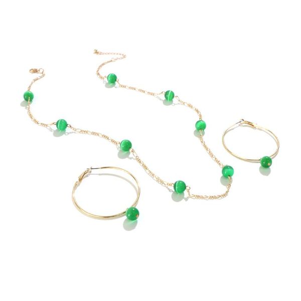 earrings & necklace komi 1set green cats eye stone around bead opal pure handmade chain dangle hoop set bridal jewelry gjz485, Silver
earrings & necklace komi 1set green cats eye stone around bead opal pure handmade chain dangle hoop set bridal jewelry gjz485, Silver