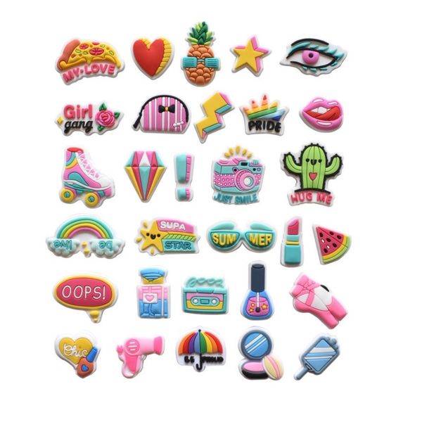 wholesale lovely style soft rubber pvc shoe charms clog buckles jibz for croc xmas birthday gifts part favors garden hole shoes, White;pink
wholesale lovely style soft rubber pvc shoe charms clog buckles jibz for croc xmas birthday gifts part favors garden hole shoes, White;pink