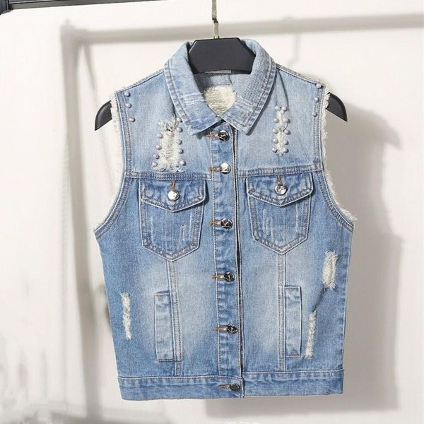 women's vests fashion women hole beading jeans vest turn-down collar spring autumn slim single breasted denim waistcoat, Black;white
women's vests fashion women hole beading jeans vest turn-down collar spring autumn slim single breasted denim waistcoat, Black;white