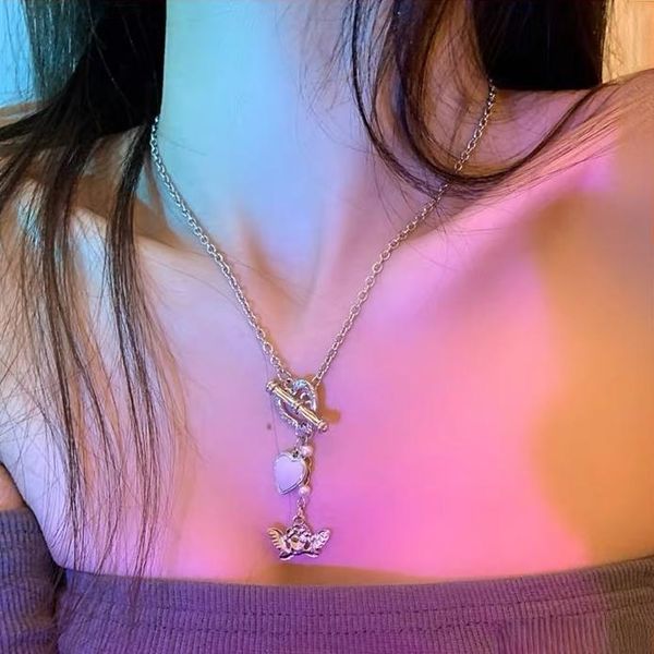 pendant necklaces fashion imitation pearls love necklace light luxury senior sensation clavicle chain accessories for women, Silver
pendant necklaces fashion imitation pearls love necklace light luxury senior sensation clavicle chain accessories for women, Silver