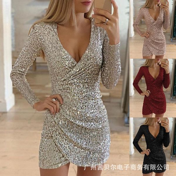 casual dresses wepbel women mini dress v-neck long sleeve sequin high waist fashion solid color, Black;gray
casual dresses wepbel women mini dress v-neck long sleeve sequin high waist fashion solid color, Black;gray