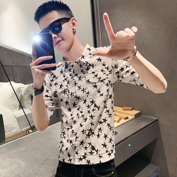 men's casual shirts summer korean version of the trendy handsome five-point sleeve shirt spiritual guy tide brand middle-sleeved, White;black
men's casual shirts summer korean version of the trendy handsome five-point sleeve shirt spiritual guy tide brand middle-sleeved, White;black