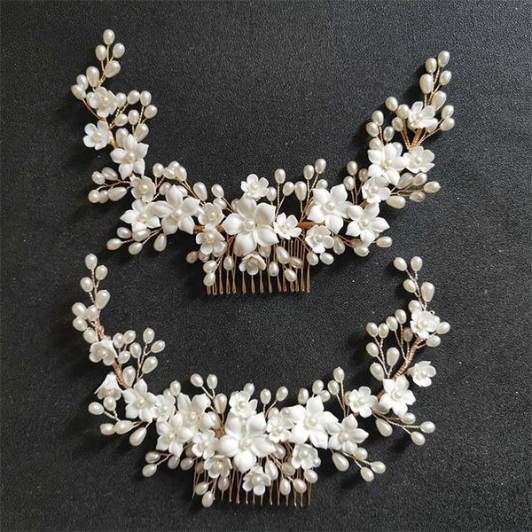 slbridal handmade crystal pearls ceramic flower bridal hair comb wedding accessories bridesmaids women jewelry 211019, Silver
slbridal handmade crystal pearls ceramic flower bridal hair comb wedding accessories bridesmaids women jewelry 211019, Silver