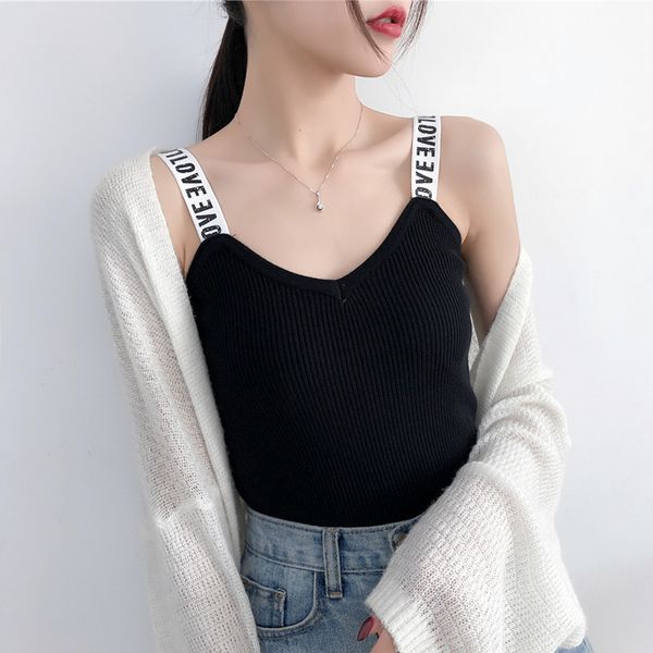 women slim off shoulder sleeveless tank summer bottoming harajuku vest female casual solid letter knit sling 210514, White
women slim off shoulder sleeveless tank summer bottoming harajuku vest female casual solid letter knit sling 210514, White
