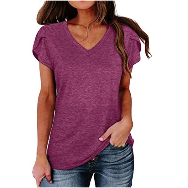 women's t-shirt women solid v-neck basic summer petal short sleeve casual t-shirts, White
women's t-shirt women solid v-neck basic summer petal short sleeve casual t-shirts, White