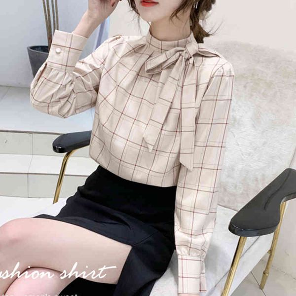 sweaters vintage plaid shirt female blouse long sleeve work casual chiffon blouses loose lace-up bow business blusa, White;black
sweaters vintage plaid shirt female blouse long sleeve work casual chiffon blouses loose lace-up bow business blusa, White;black