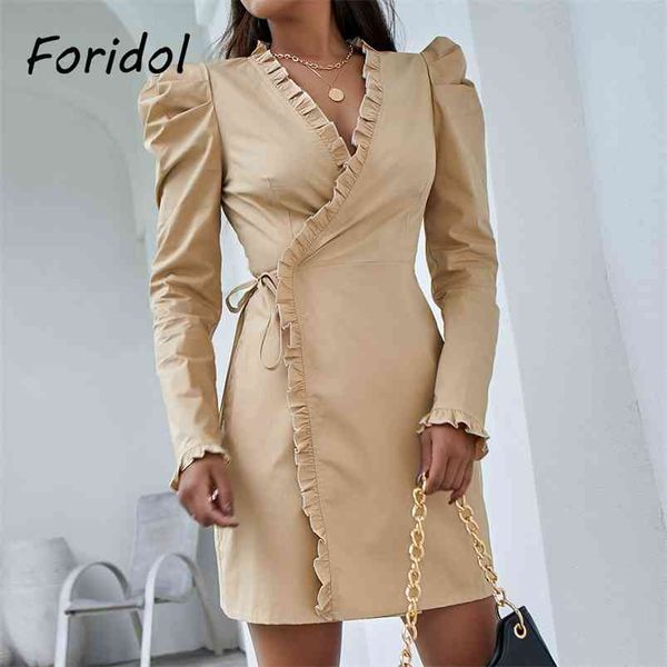 elegant khaki blazer dress women fashion ruffle long puff sleeve wrap es office ladies v neck winter mini 210427, Black;gray
elegant khaki blazer dress women fashion ruffle long puff sleeve wrap es office ladies v neck winter mini 210427, Black;gray