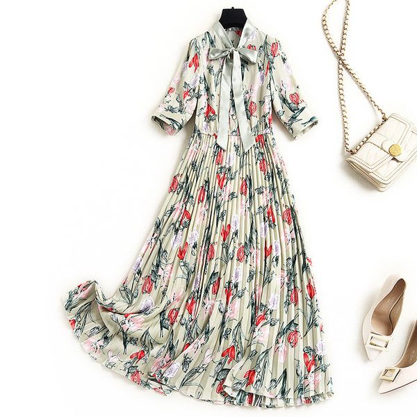two piece dress elegant will see female fashion designers clothes bow floral collar printed elastic waistband pleated 3ctl, White
two piece dress elegant will see female fashion designers clothes bow floral collar printed elastic waistband pleated 3ctl, White