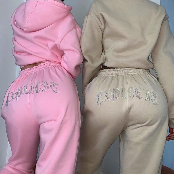 women's two piece pants kalenmos fashion pant set jogger sports leisure hooded diamond letter printing sweater suit two-piece sets, White
women's two piece pants kalenmos fashion pant set jogger sports leisure hooded diamond letter printing sweater suit two-piece sets, White