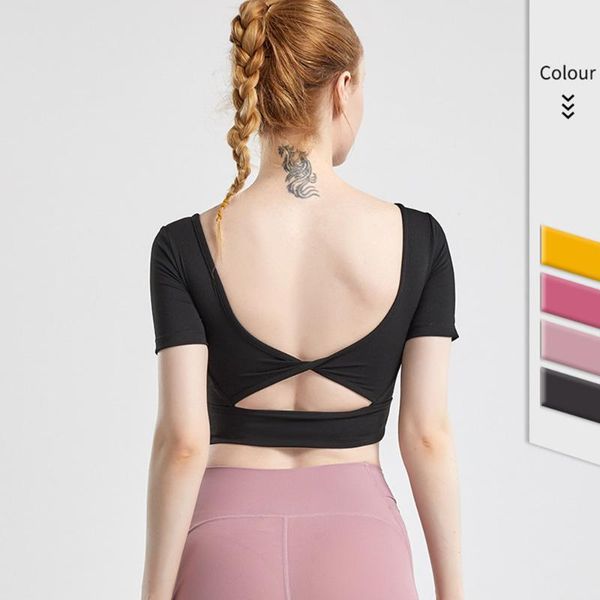 yoga outfit cropped beautiful back fitness t shirt women hollow out running training sport t-shirt gym with chest
yoga outfit cropped beautiful back fitness t shirt women hollow out running training sport t-shirt gym with chest