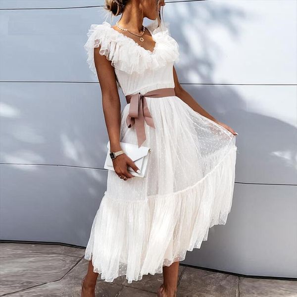 v neck pure women dresses color mesh elegant butterfly sleeve ruffle sleeveless fashion belted lace up vestidos, Black;gray
v neck pure women dresses color mesh elegant butterfly sleeve ruffle sleeveless fashion belted lace up vestidos, Black;gray