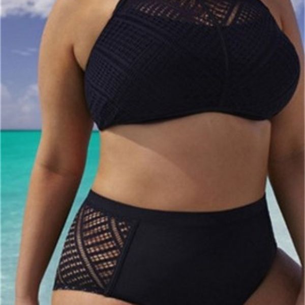 factory1gur black summer suspender women's neck large split bikini swimsuit, White;black
factory1gur black summer suspender women's neck large split bikini swimsuit, White;black